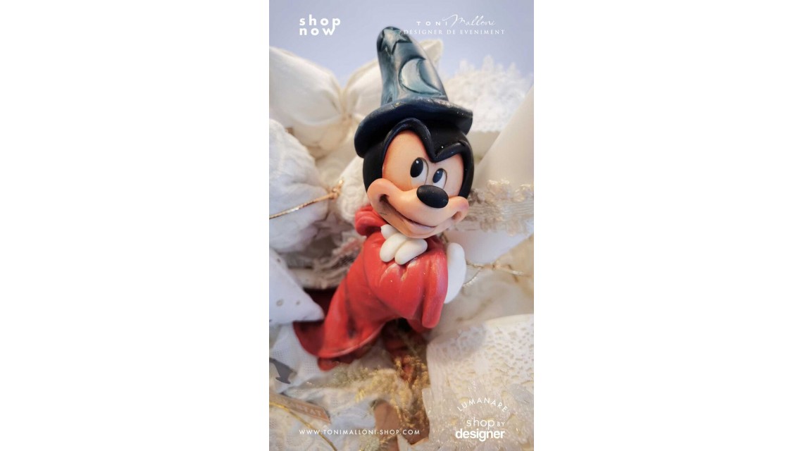 Lumanare botez Mickey Mouse Wizard creata cu o figurina special creata manual unicat 16